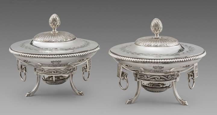 A Pair of Louis XVI French Dishes on Stands